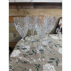 Shannon Crystal Irish Wine Glasses Goblets Set of 4 Diamond Starburst